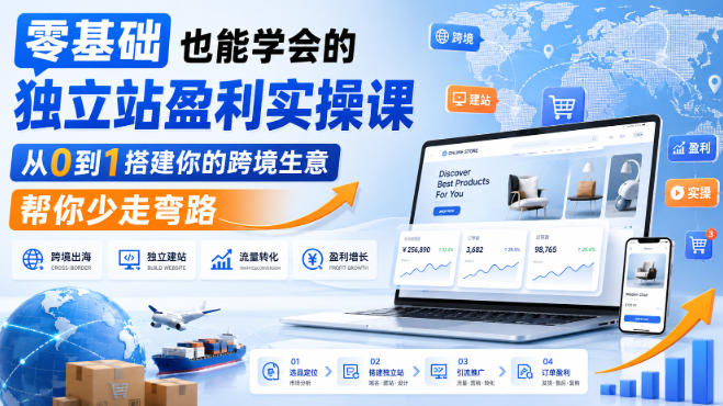 零基础也能学会的独立站盈利实操课，从0到1搭建你的跨境生意，帮你少走弯路-weichuangqy