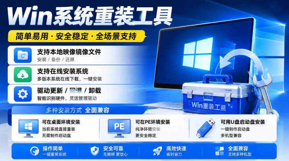 Win系统重装工具，支持本地映像镜像文件安装备份，简单易用-安全稳定-全场景支持-weichuangqy