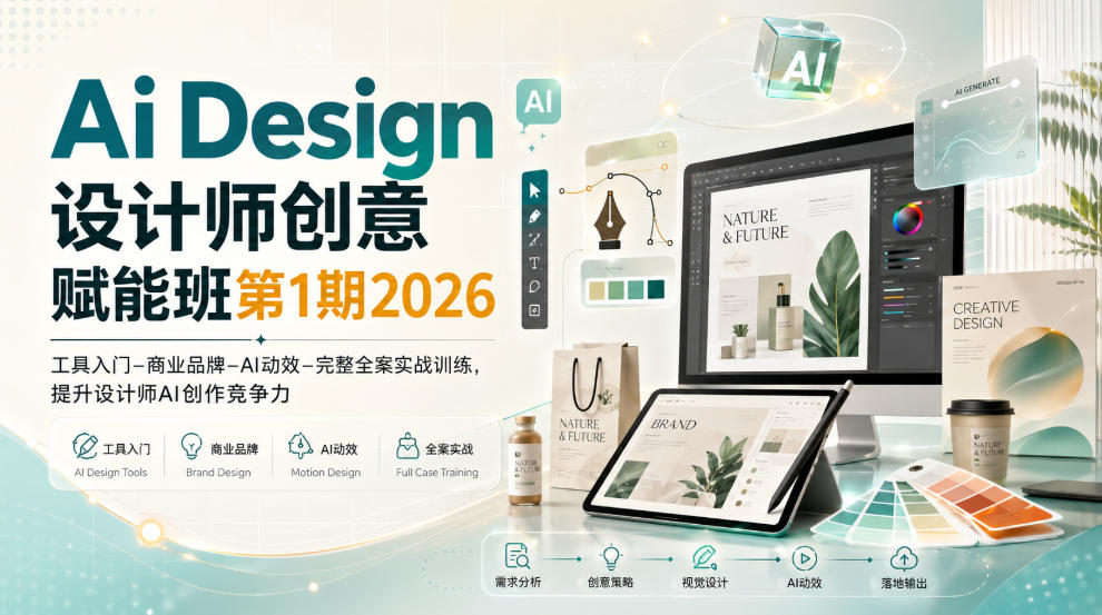 Ai Design设计师创意赋能班第1期2026｜工具入门‑商业品牌‑AI动效‑完整全案实战训练，提升设计师AI创作竞争力-weichuangqy