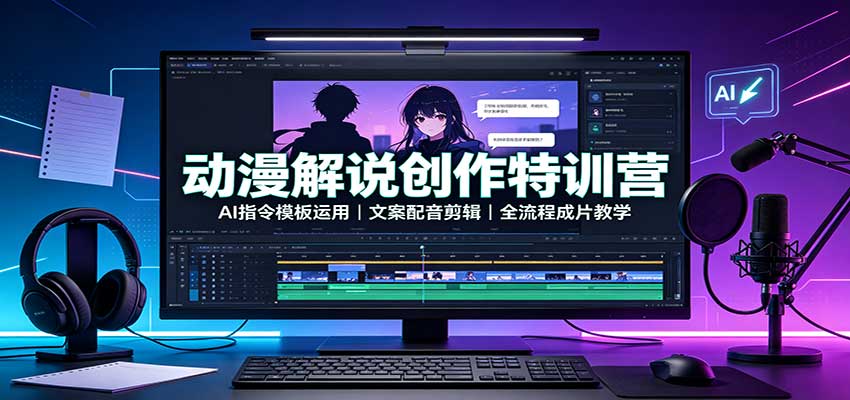 动漫解说创作特训营：AI指令模板运用，文案配音剪辑，全流程成片教学-weichuangqy
