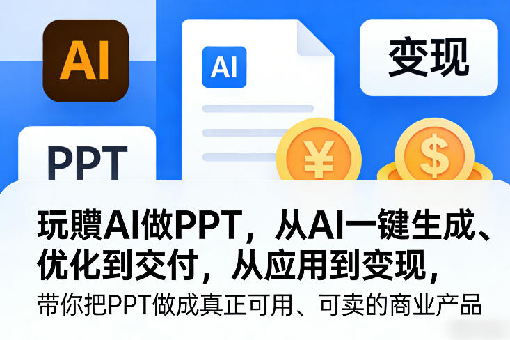 玩賺AI做PPT，从AI一键生成、优化到交付，从应用到变现，带你把PPT做成真正可用、可卖的商业产品(更新0904)-weichuangqy
