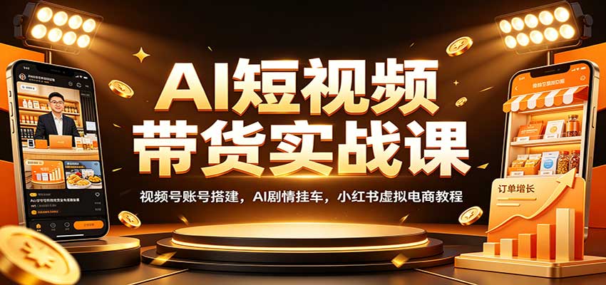 AI短视频带货实战课：视频号账号搭建，AI剧情挂车，小红书虚拟电商教程-weichuangqy