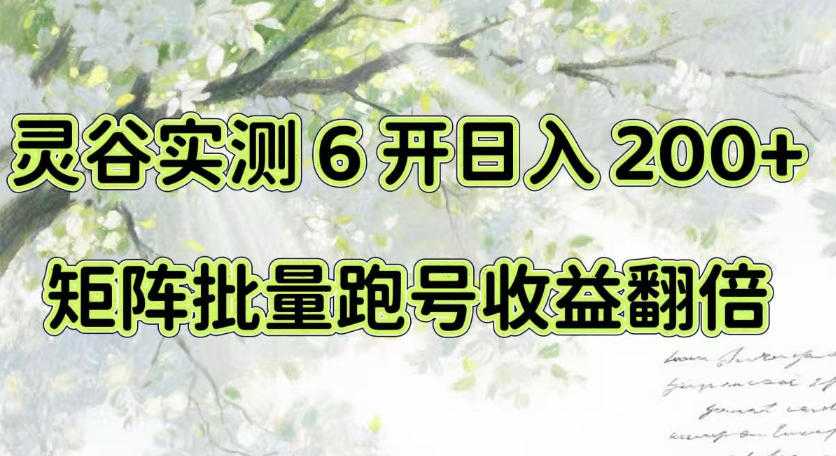 一台电脑就能做！灵谷实测6开日入200+，矩阵批量跑号收益翻倍【揭秘】-weichuangqy