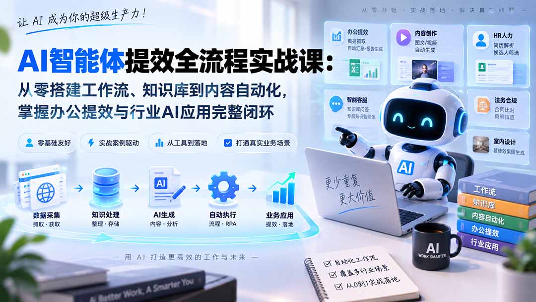 AI智能体提效全流程实战课：从零搭建工作流、知识库到内容自动化，掌握办公提效与行业AI应用完整闭环-weichuangqy