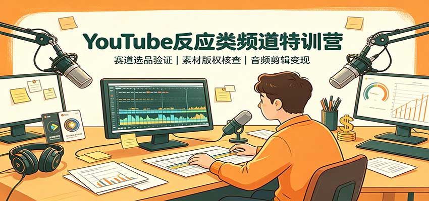 YouTube反应类频道特训营：赛道选品验证，素材版权核查，音频剪辑变现-weichuangqy