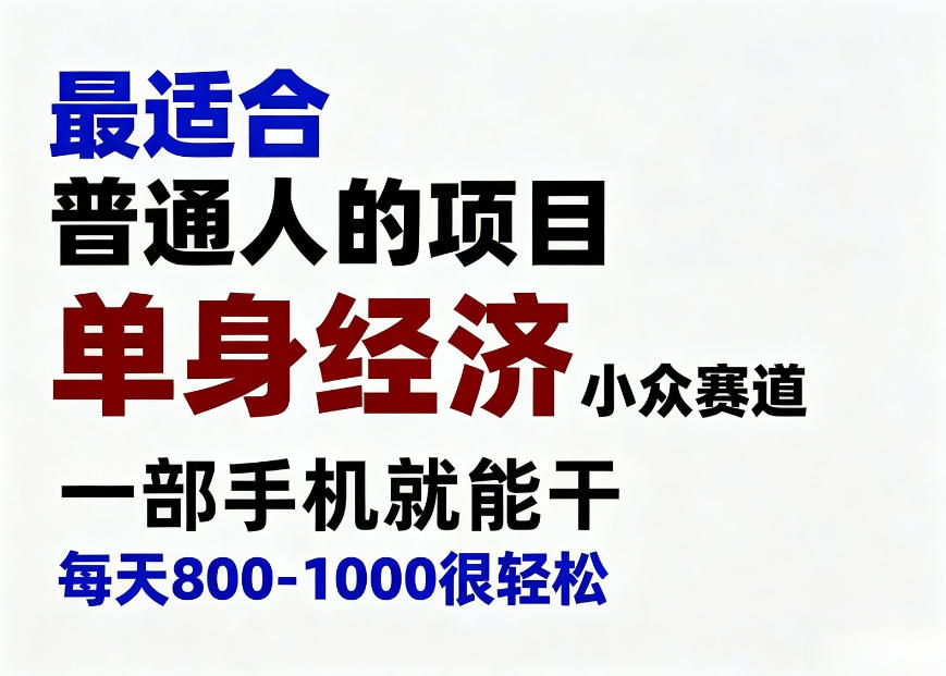 身经济小众赛道，一部手机就能干，每天搞个800-1000很轻松，最适合普通人的项目【揭秘】-weichuangqy