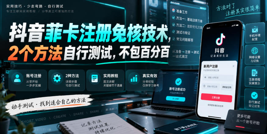 抖音菲卡注册免核技术，2个方法自行测试，不包百分百-weichuangqy