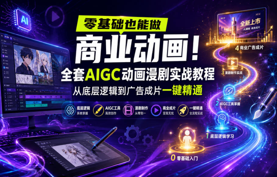 零基础也能做商业动画！全套AIGC动画漫剧实战教程，从底层逻辑到广告成片一键精通(更新0905)-weichuangqy
