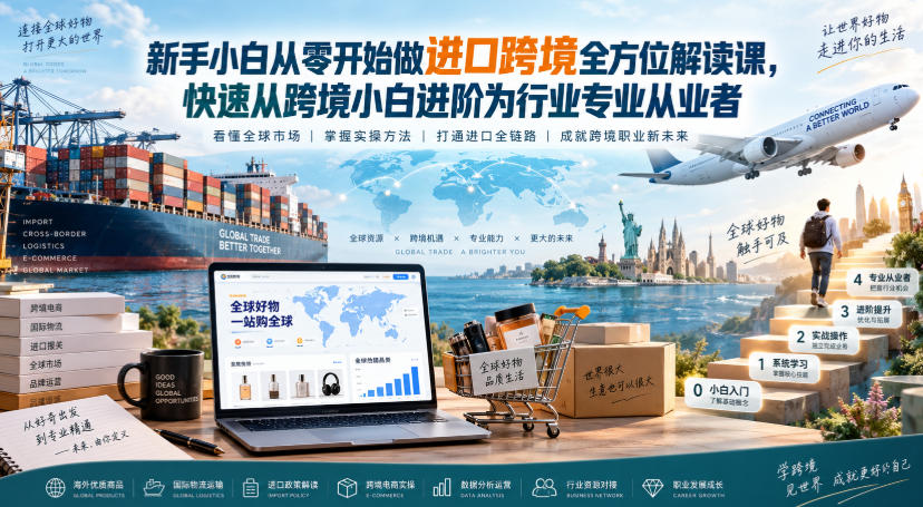 新手小白从零开始做进口跨境全方位解读课，快速从跨境小白进阶为行业专业从业者-weichuangqy
