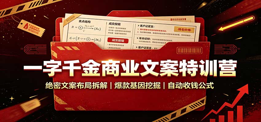 一字千金商业文案特训营：绝密文案布局拆解，爆款基因挖掘，自动收钱公式-weichuangqy