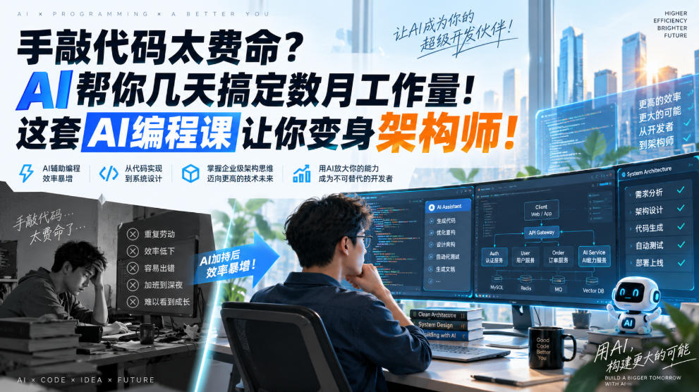 手敲代码太费命？AI帮你几天搞定数月工作量！这套AI编程课让你变身架构师！【原创双语字幕】-weichuangqy