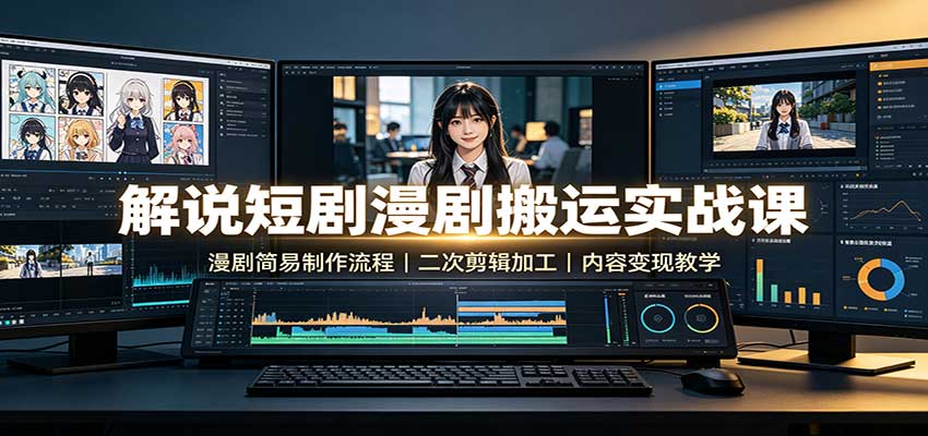 解说短剧漫剧搬运实战课：漫剧简易制作流程，二次剪辑加工，内容变现教学-weichuangqy