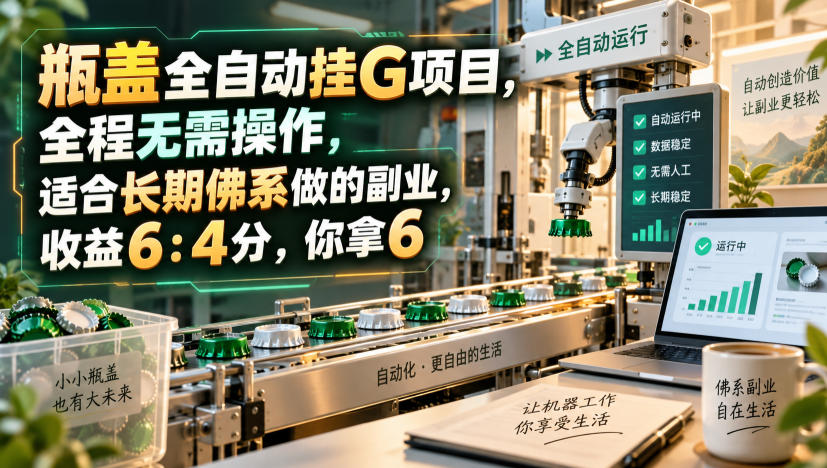瓶盖全自动挂G项目，全程无需操作，适合长期佛系做的副业，收益6：4分，你拿6【揭秘】-weichuangqy