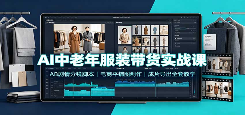 AI中老年服装带货实战课：AB剧情分镜脚本，电商平铺图制作，成片导出全套教学-weichuangqy