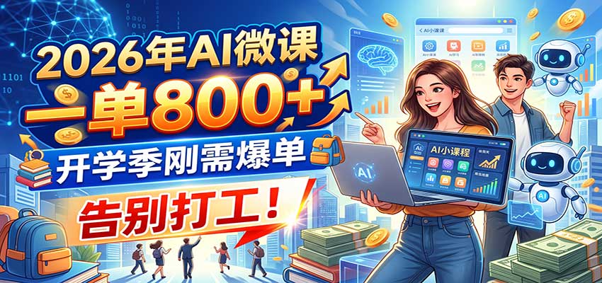 2026年AI微课，一单800+，开学季刚需爆单，告别打工！-weichuangqy