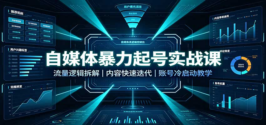 自媒体暴力起号实战课：流量逻辑拆解，内容快速迭代，账号冷启动教学-weichuangqy