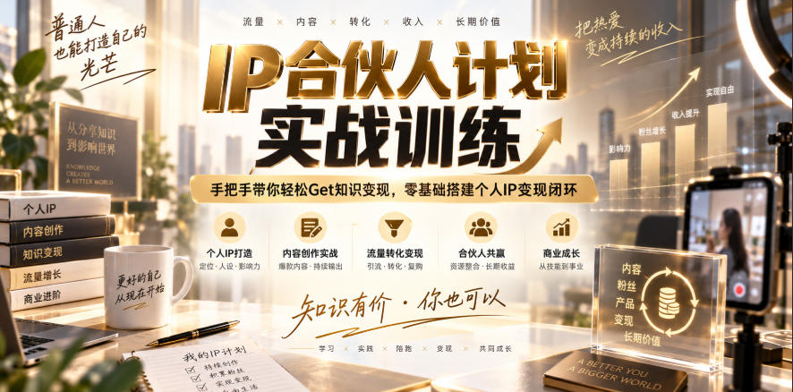 IP合伙人计划实战训练，手把手带你轻松Get知识变现，零基础搭建个人IP变现闭环(更新260908)-weichuangqy