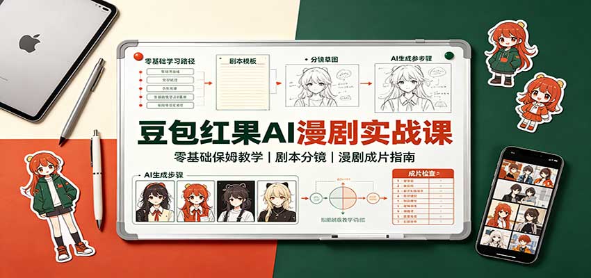 豆包红果AI漫剧实战课：零基础保姆教学，剧本分镜，漫剧成片指南-weichuangqy