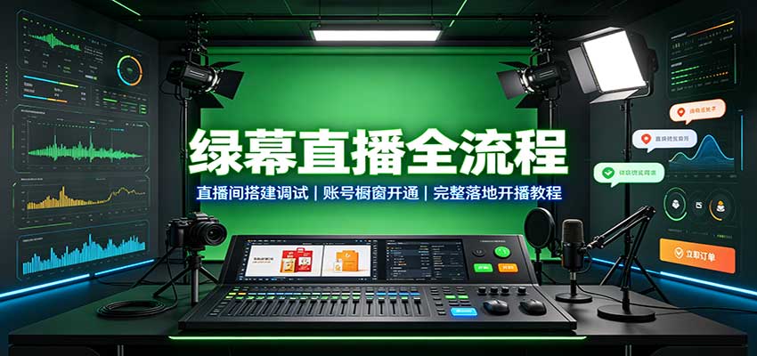 绿幕直播全流程：直播间搭建调试，账号橱窗开通，完整落地开播教程-weichuangqy