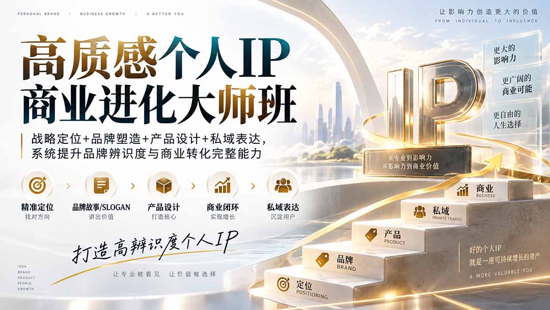 高质感个人IP商业进化大师班：战略定位+品牌塑造+产品设计+私域表达，系统提升品牌辨识度与商业转化完整能力-weichuangqy