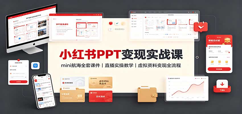 小红书PPT变现实战课：mini航海全套课件+直播实操教学，虚拟资料变现全流程-weichuangqy
