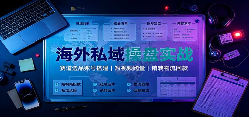 海外私域操盘实战：赛道选品账号搭建，短视频跑量，销转物流回款-weichuangqy