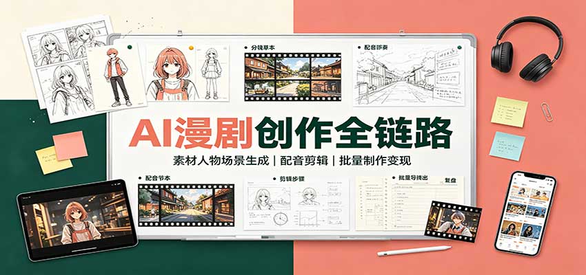 AI漫剧创作全链路：素材人物场景生成，配音剪辑，批量制作变现-weichuangqy