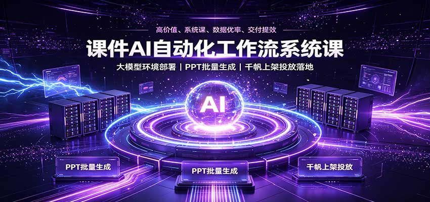 课件AI自动化工作流系统课：大模型环境部署，PPT批量生成，千帆上架投放落地-weichuangqy
