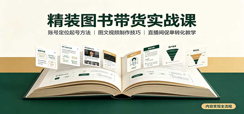 精装图书带货实战课：账号定位起号方法，图文视频制作，促单转化教学-weichuangqy
