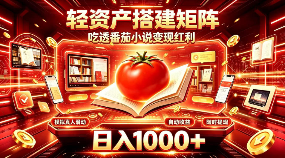 轻资产搭建矩阵，吃透番茄小说变现红利，日入1000+，支持无限矩阵放大【揭秘】-weichuangqy