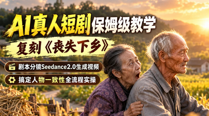 AI真人短剧保姆级教学，复刻《丧失下乡》，剧本分镜Seedance2.0生成视频，搞定人物一致性全流程实操-weichuangqy