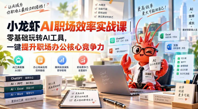 小龙虾AI职场效率实战课｜零基础玩转AI工具，一键提升职场办公核心竞争力-weichuangqy