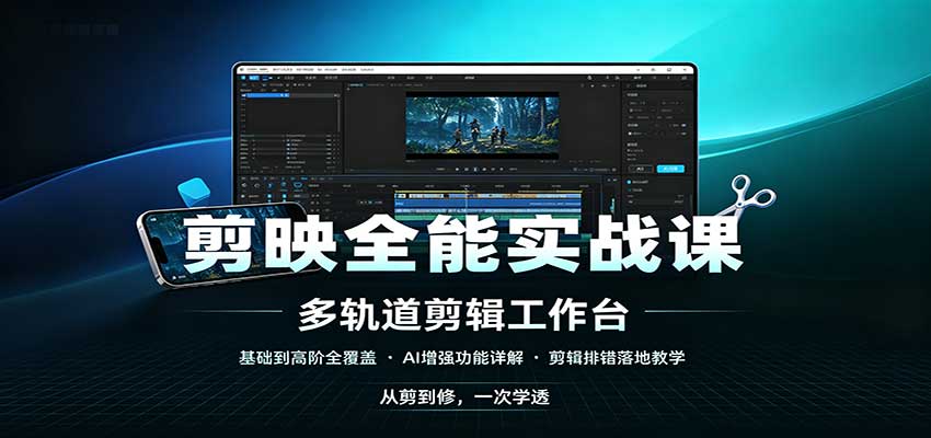 剪映全能实战课：基础到高阶全覆盖，AI增强功能，剪辑排错落地教学-weichuangqy