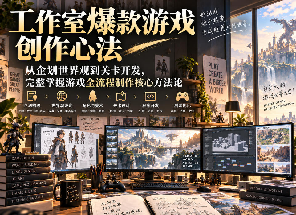 工作室爆款游戏创作心法｜从企划世界观到关卡开发，完整掌握游戏全流程制作核心方法论-weichuangqy
