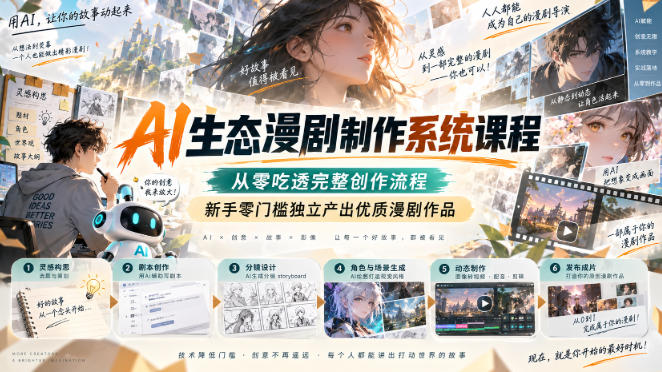 AI生态漫剧制作系统课程，从零吃透完整创作流程，新手零门槛独立产出优质漫剧作品-weichuangqy