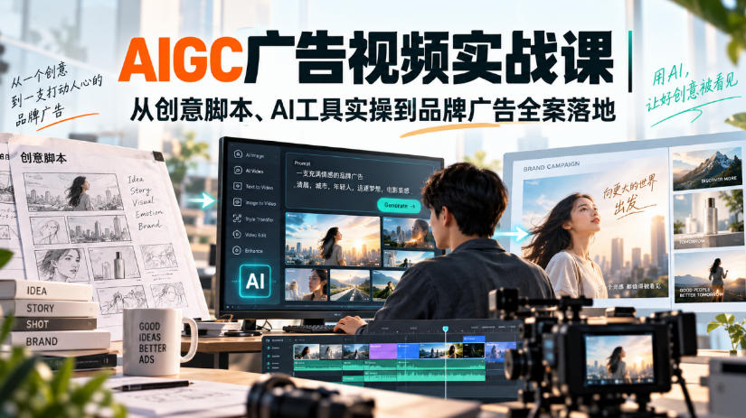 AIGC广告视频实战课｜从创意脚本、AI工具实操到品牌广告全案落地-weichuangqy
