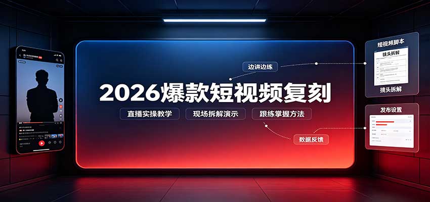 2026爆款短视频复刻：直播实操教学，配套文字文档掌握全流程-weichuangqy