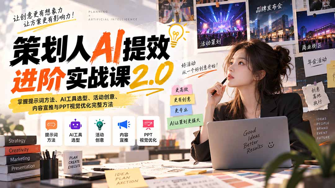 策划人AI提效进阶实战课2.0：掌握提示词方法、AI工具选型、活动创意、内容宣推与PPT视觉优化完整方法-weichuangqy