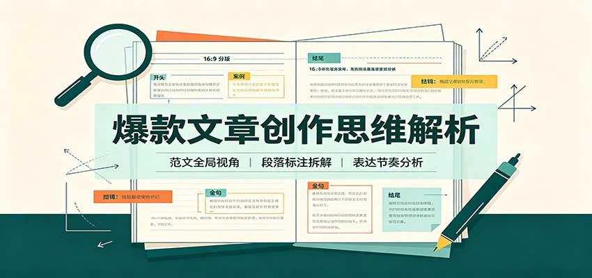 爆款文章创作思维解析：全局视角拆解范文，梳理行文逻辑，搭配真实拆文实操案例-weichuangqy