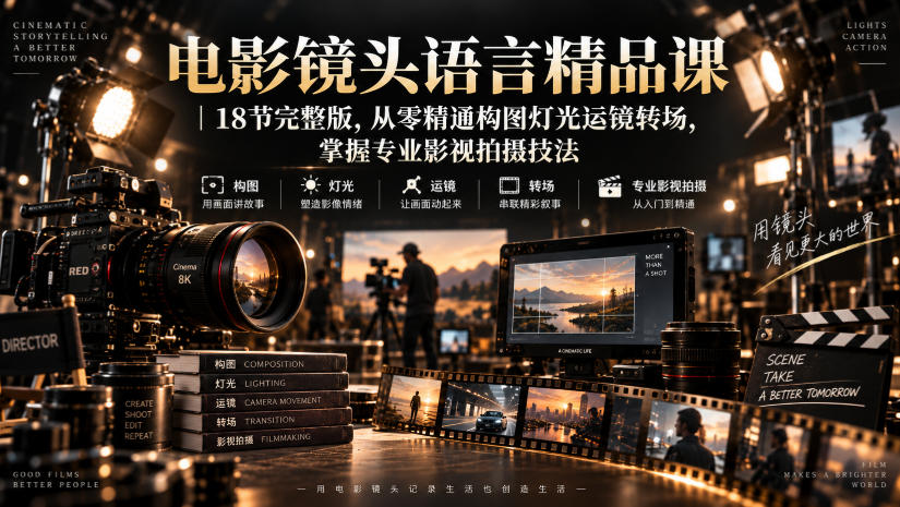 电影镜头语言精品课｜18节完整版，从零精通构图灯光运镜转场，掌握专业影视拍摄技法-weichuangqy