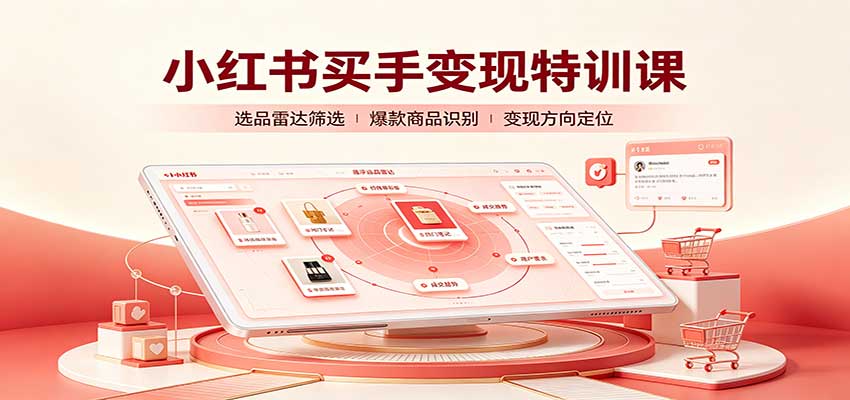 小红书买手变现特训课：账号定位养号起号，选品挂车，笔记标题封面全套教学-weichuangqy