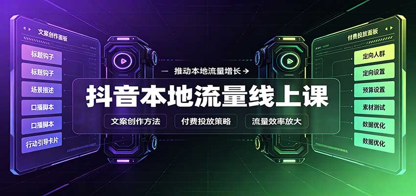 抖音本地流量线上课：账号搭建拍摄剪辑，文案创作与付费投放教学-weichuangqy