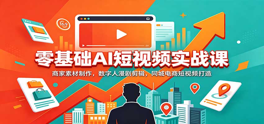 零基础AI短视频实战课：商家素材制作，数字人漫剧剪辑，同城电商短视频打造-weichuangqy