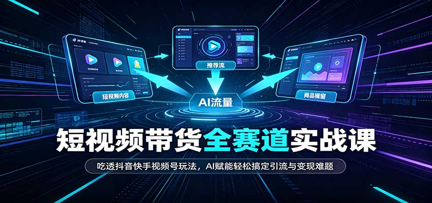 短视频带货全赛道：吃透抖音快手视频号玩法，AI赋能轻松搞定引流与变现难题-weichuangqy