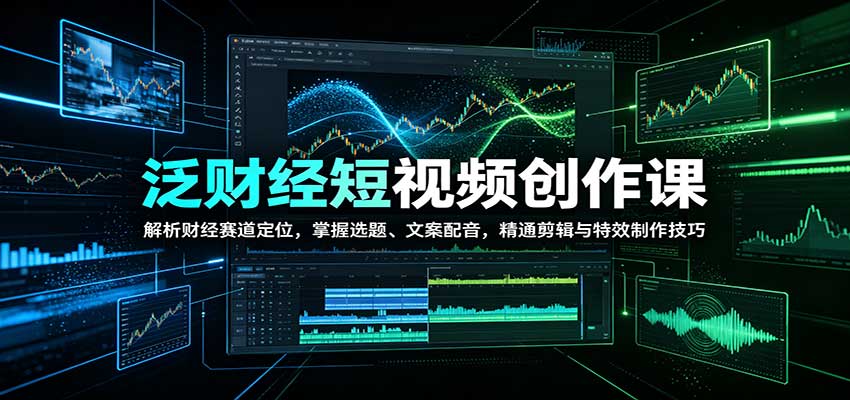 泛财经短视频创作课：解析财经赛道定位，掌握选题、文案配音，精通剪辑与特效制作技巧-weichuangqy