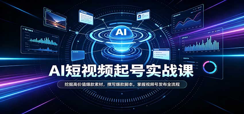 短视频AI起号实战课：挖掘高价值爆款素材，撰写爆款脚本，掌握视频号发布全流程-weichuangqy