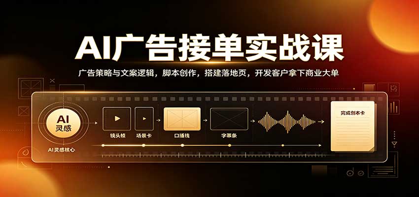 AI广告接单实战：广告策略与文案逻辑，脚本创作，搭建落地页，开发客户拿下商业大单-weichuangqy