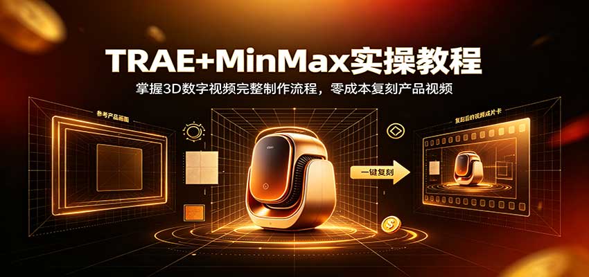 TRAE+MinMax实操教程：3D数字视频完整制作流程，零成本复刻产品视频-weichuangqy