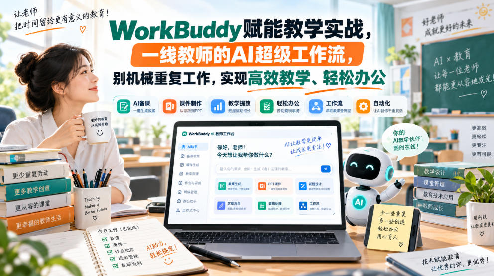 WorkBuddy赋能教学实战，一线教师的AI超级工作流，别机械重复工作，实现高效教学、轻松办公-weichuangqy