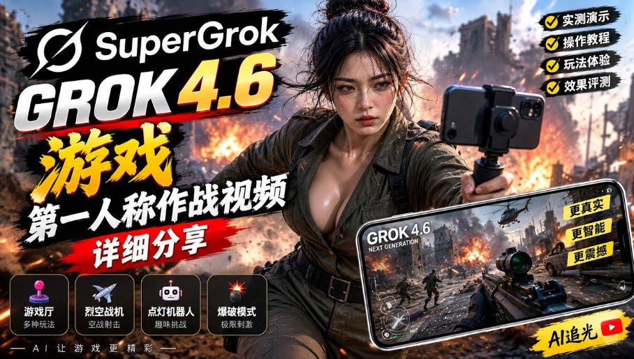 Grok 4.6也能做游戏？第一人称作战视频实测｜玩法详细讲解-weichuangqy